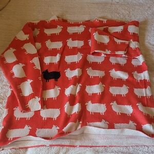 Red Sheep Pattern Sweater